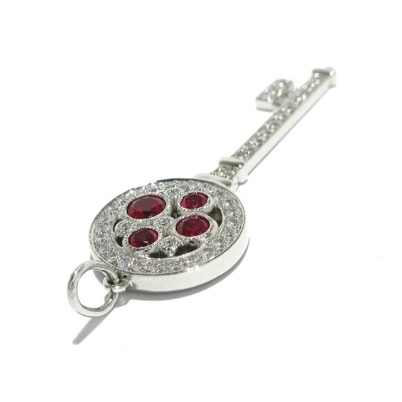 Auth TIFFANY&Co. Cobblestone Key - Pt950 Diamond Ruby Pendant Head - Picture 8 of 11